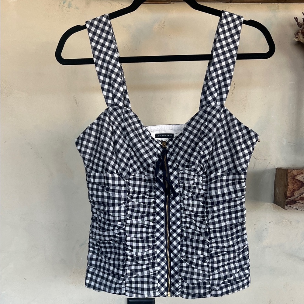 Leifsdottir Black and White Gingham Tank Top